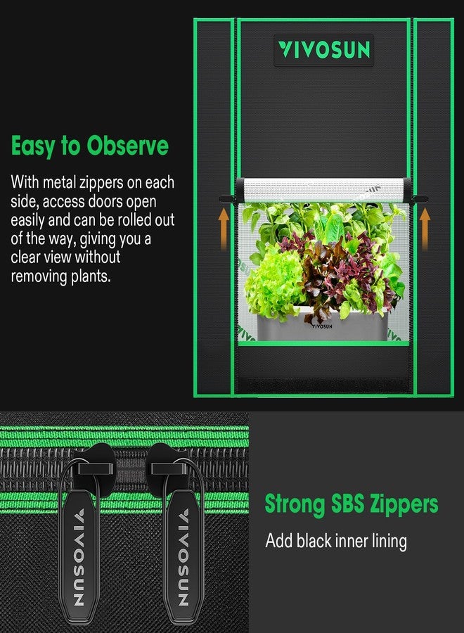 VIVOSUN Small Grow Tent for Aerogarden, Hydroponics Growing System, 20”x14”x21” Highly Reflective Mylar Indoor Grow Tent with Sealed Bottom Design, Ventilation Window and Cable Hole Port - Image 2